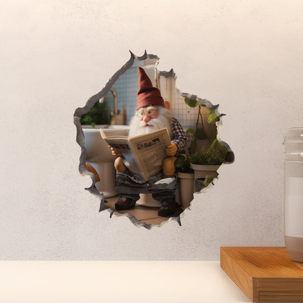 Toilet Gnome Decal on countertop