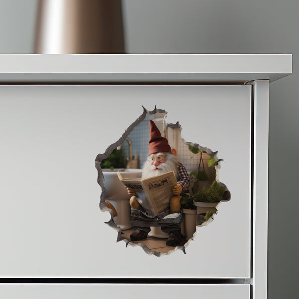 Toilet Gnome Decal on dresser