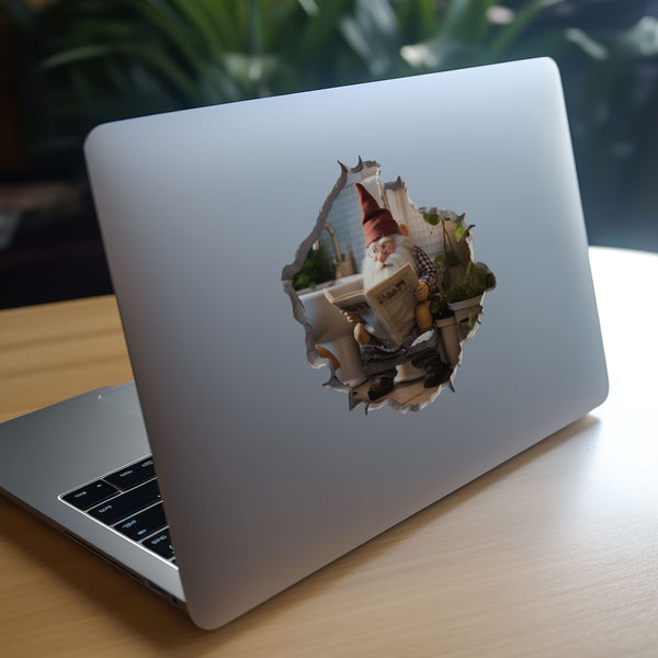 Toilet gnome decal on laptop