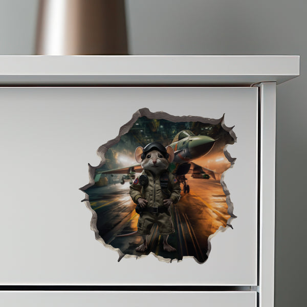Top Gun Navy Pilot Mouse Decal on dresser