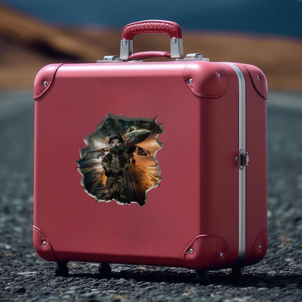 Top Gun Navy Pilot Mouse decal on luggage