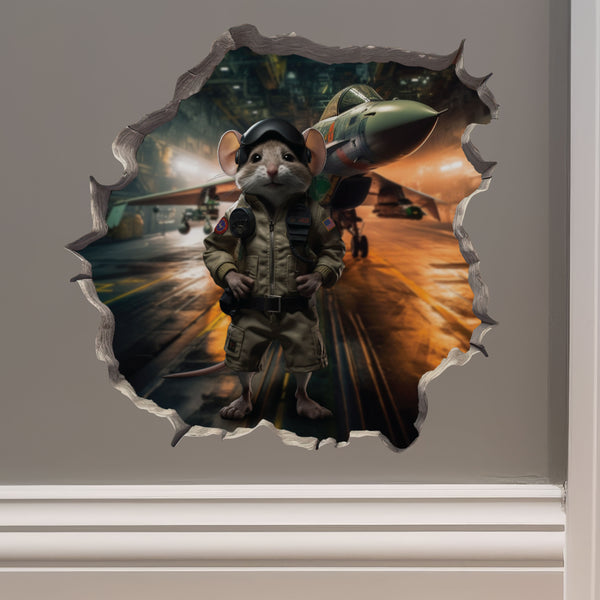 Top Gun Navy Pilot Mouse decal on wall