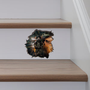 Top Gun Navy Pilot Mouse Decal on stairs