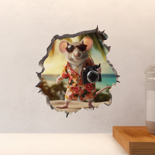 Tourist with Camera Mouse decal above countertop