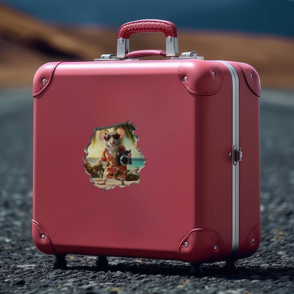 Tourist Mouse with Camera decal on luggage