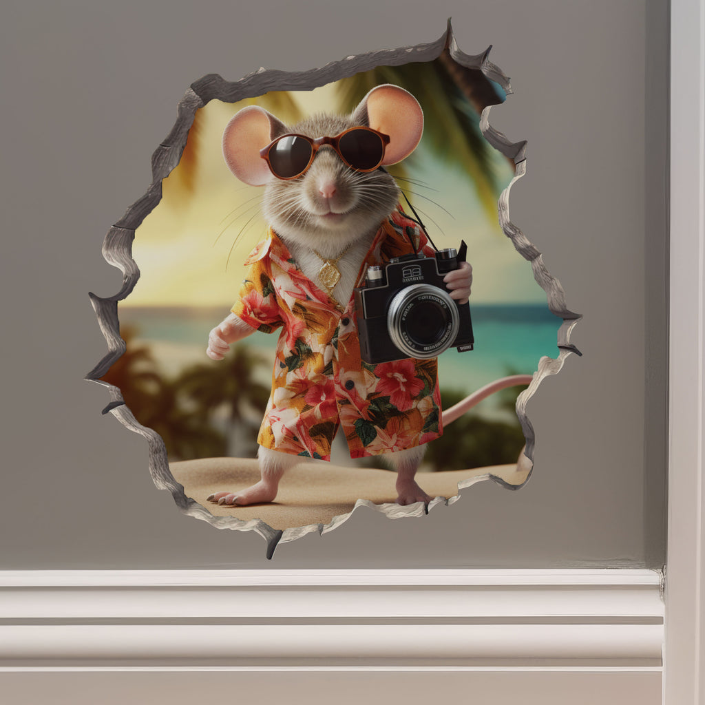 Tourist Mouse with Camera decal on wall