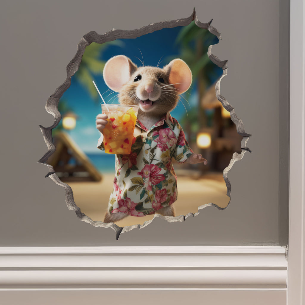 Tourist Mouse with Cocktail decal on wall