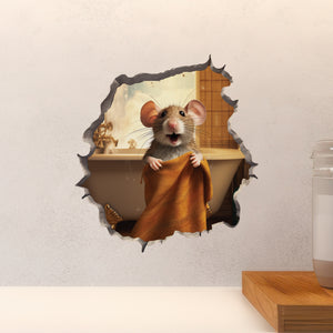 Bath Towel Mouse decal on countertop