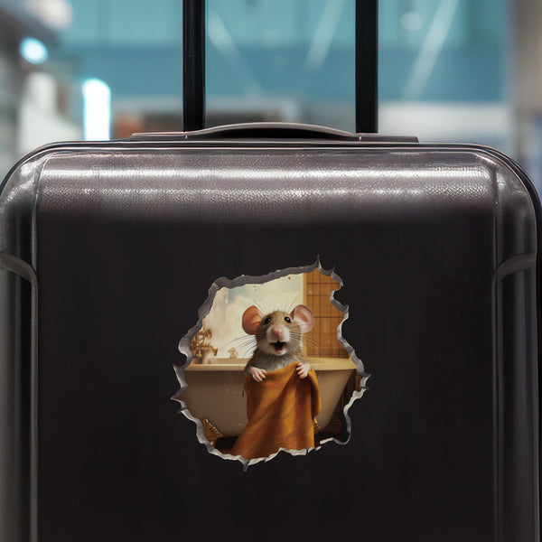 Bath Towel Mouse decal on luggage