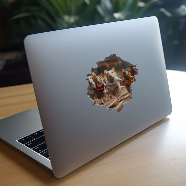 Track Runner Mouse decal on laptop