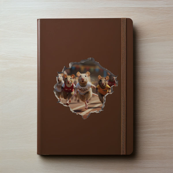 Track Runner Mouse decal on notebook