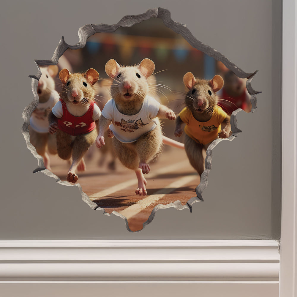Track Runner Mouse decal on wall
