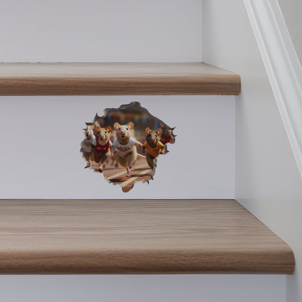 Track Runner Mouse decal on stairs