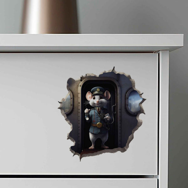 Train Conductor Mouse Hole Decal - My Wonderful Walls
