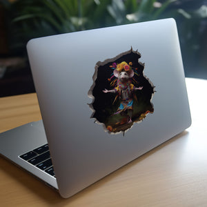 Tribal dancing mouse decal on laptop