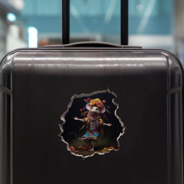 Tribal Dancer Mouse decal on luggage