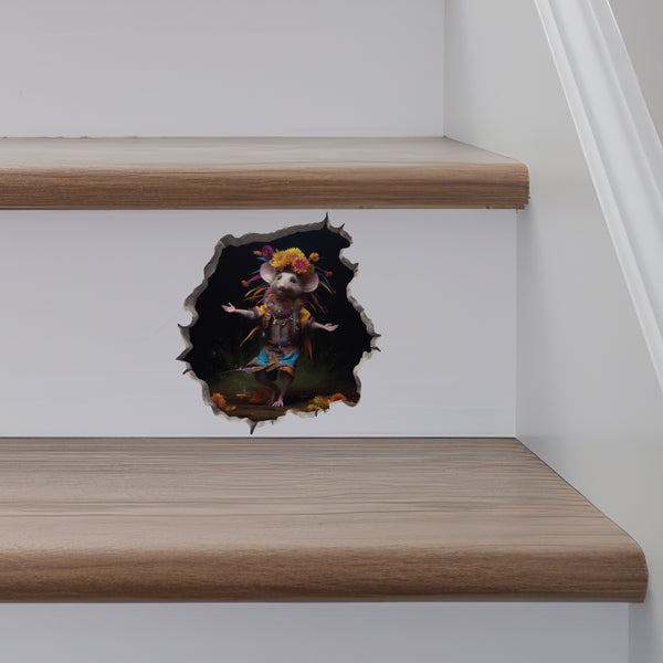 Tribal Dancer Mouse decal on stairs
