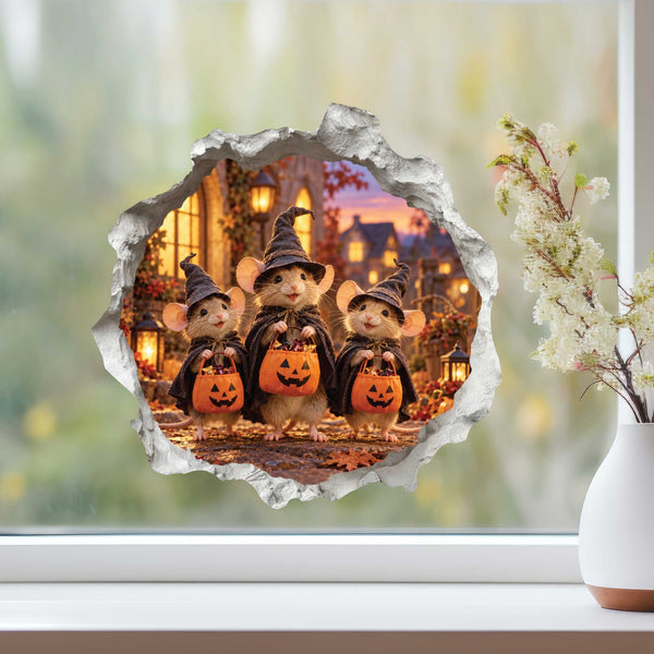 Halloween Witches Mouse Hole Decal
