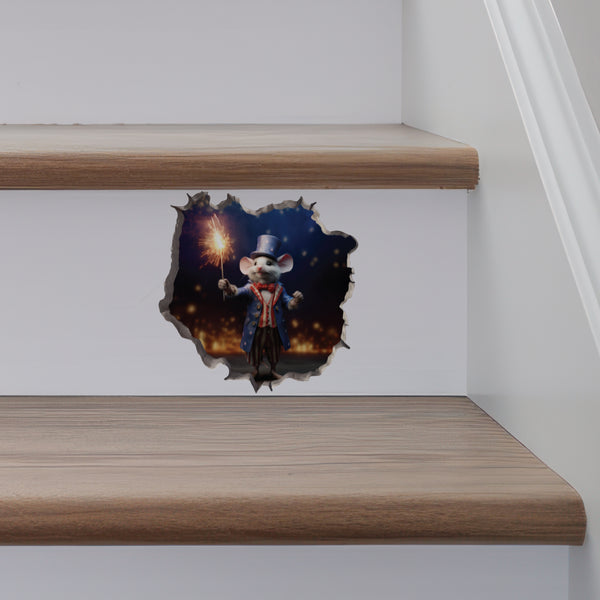 Uncle Sam Mouse decal on stairs