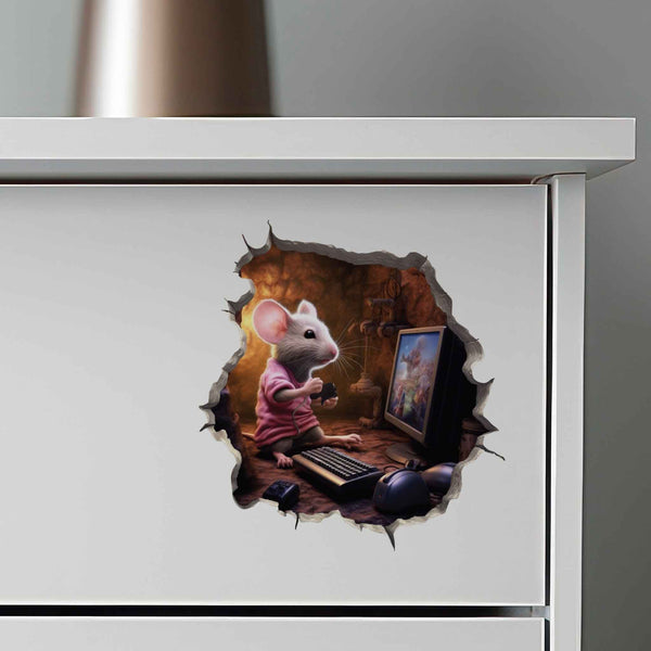 Video Gamer Mouse Hole Decal - My Wonderful Walls