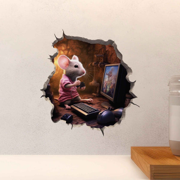 Video Gamer Mouse Hole Decal - My Wonderful Walls