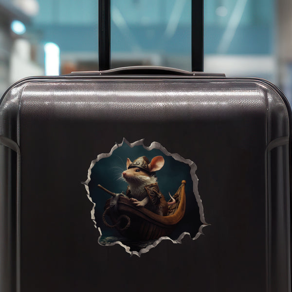 Viking Mouse decal on luggage