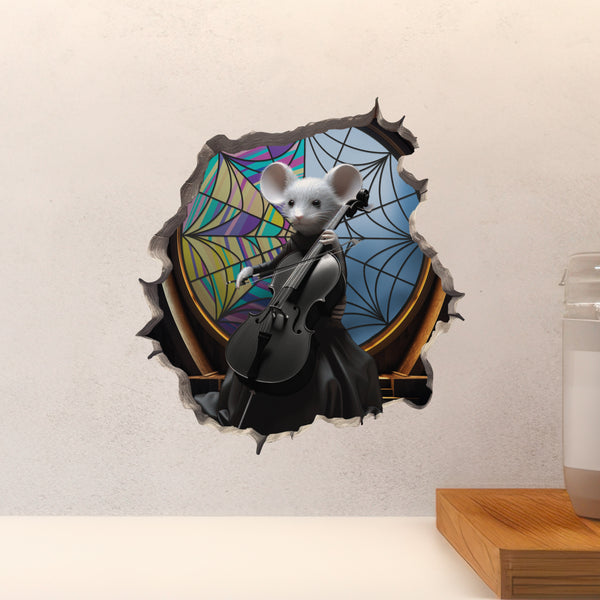 Wednesday Mouse decal above countertop