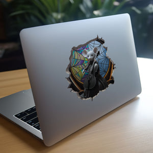Cello Player Wednesday Mouse decal on laptop