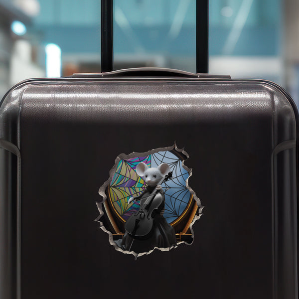 Wednesday Mouse decal on luggage