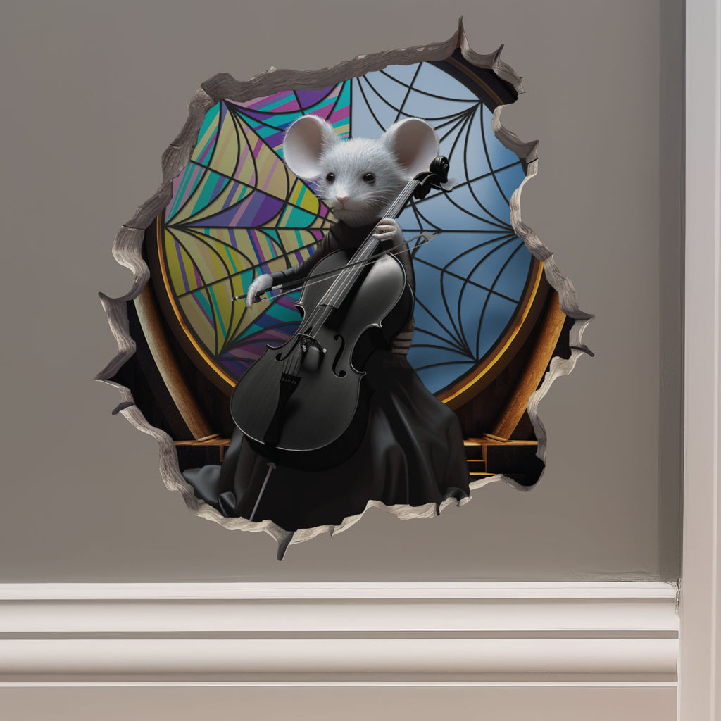 Cello Player Wednesday Mouse decal on wall