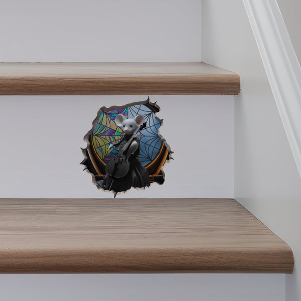 Wednesday Mouse decal on stairs