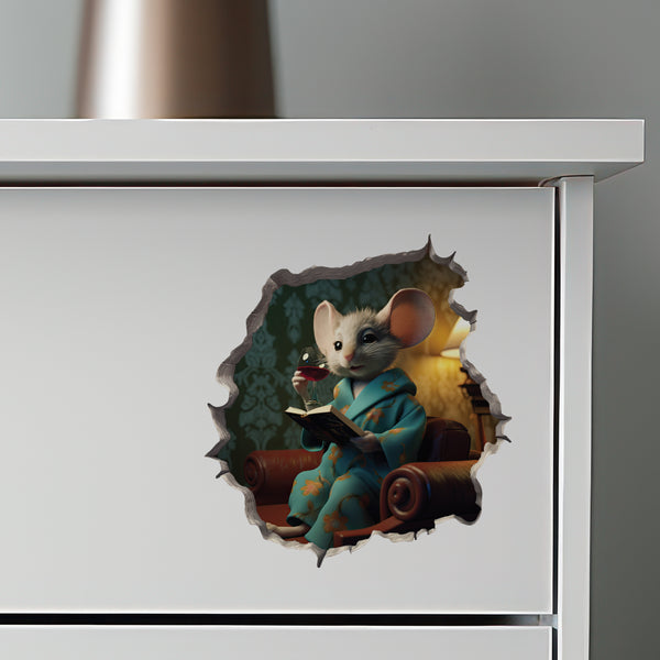 Wine Time Mouse decal on dresser