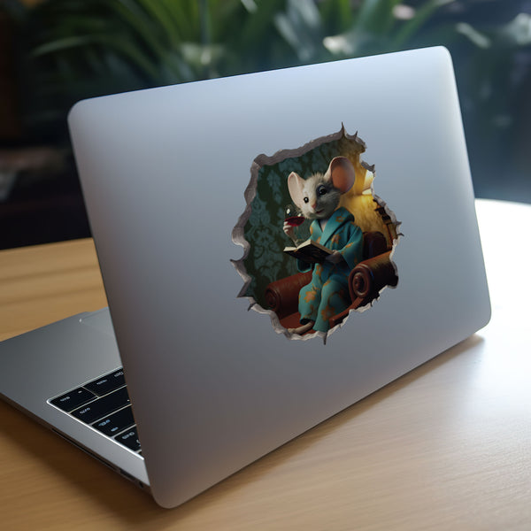 Wine and Book Mouse decal on laptop