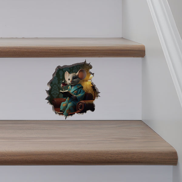 Wine Time Mouse decal on stairs