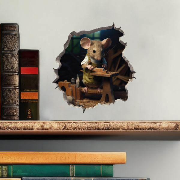 Woodworking Mouse decal with books
