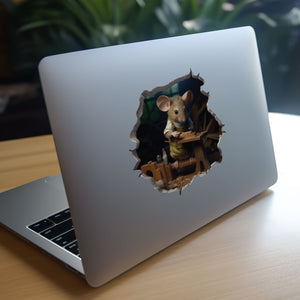 Woodworking Mouse decal on laptop