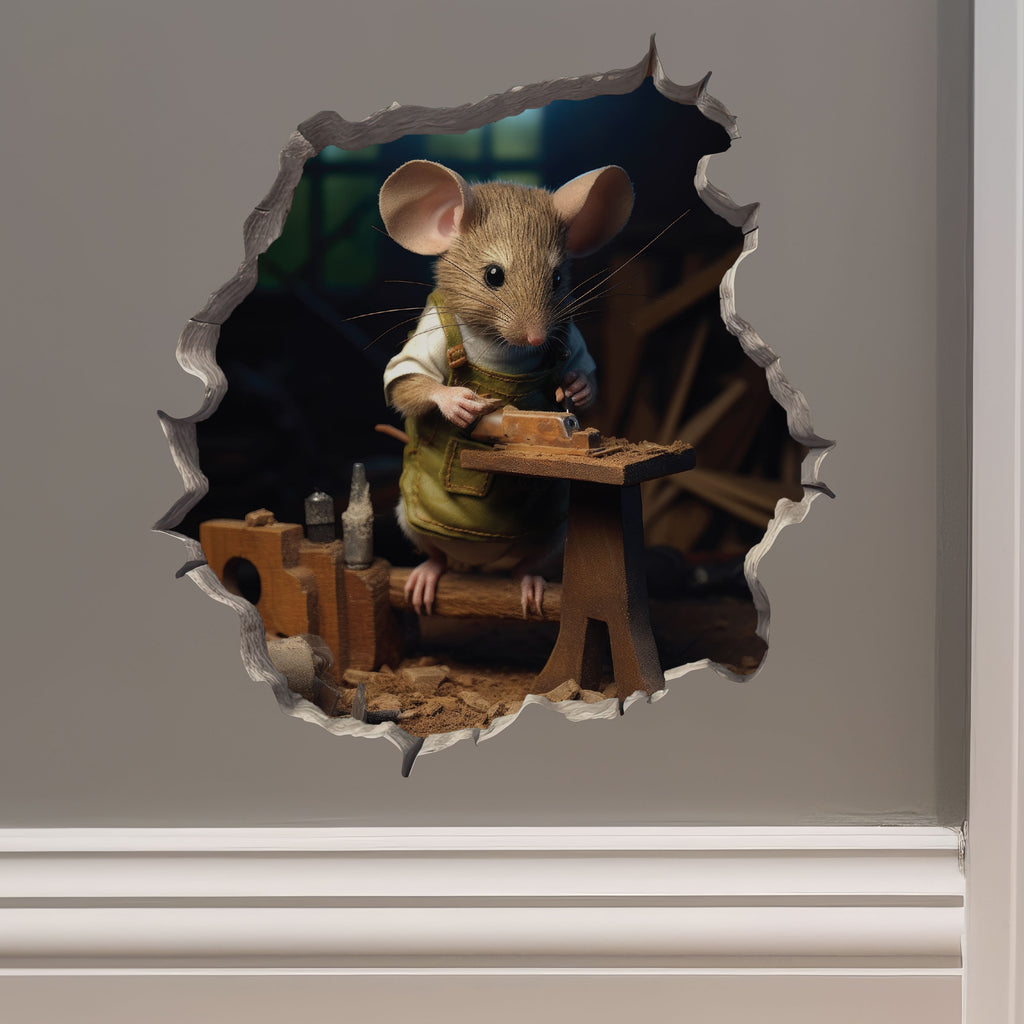 Woodworking Mouse decal on wall