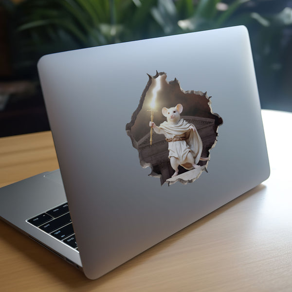 Zeus mouse decal on laptop