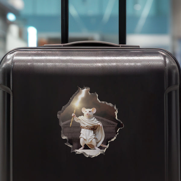 Zeus Mouse decal on luggage
