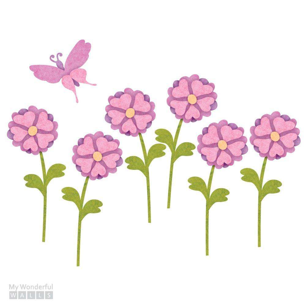 Daisy Flowers & Butterfly Wall Sticker Set