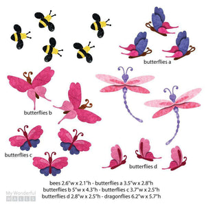 Butterflies, Dragonflies, and Bees Sticker Set