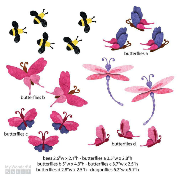 Butterflies, Dragonflies, and Bees Sticker Set