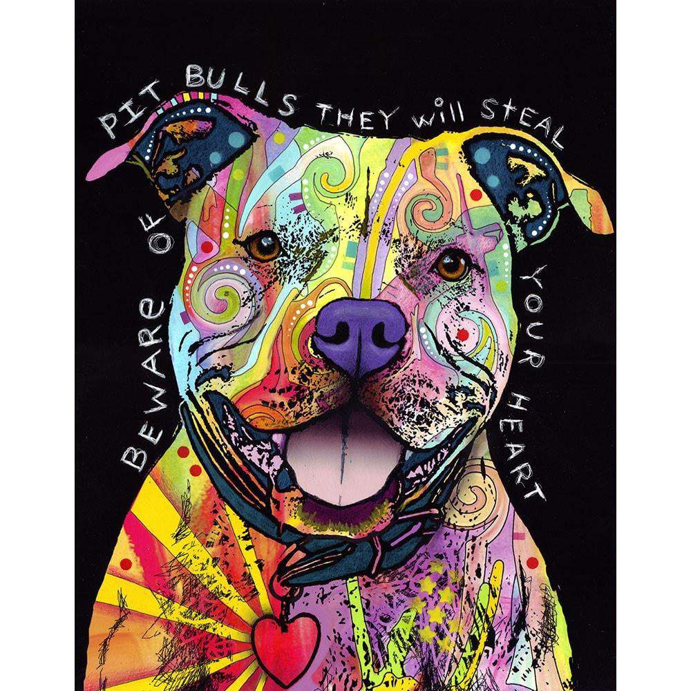Beware of Pit Bulls Wall Sticker Decal - Animal Pop Art by Dean Russo