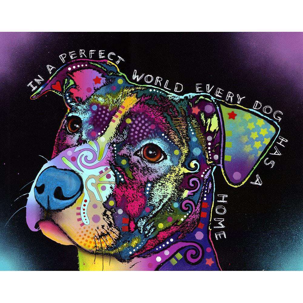 In A Perfect World Pit Bull Dog Wall Sticker Decal - Animal Pop Art by Dean Russo
