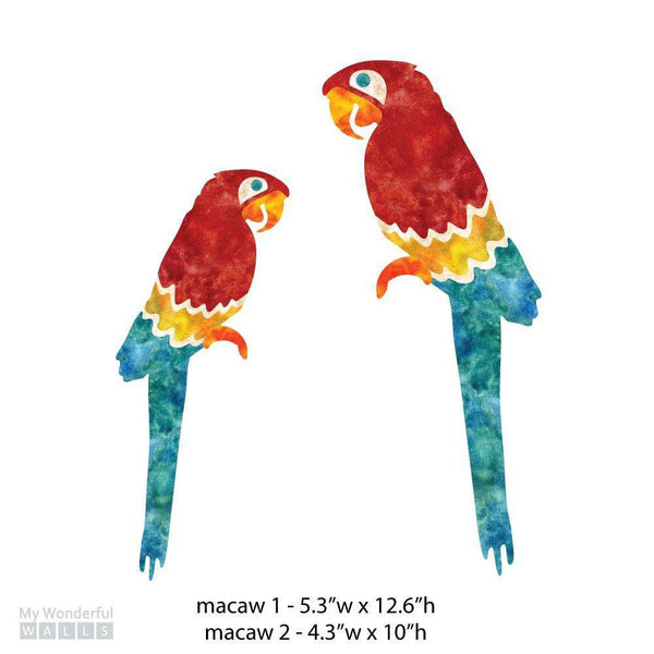 Macaw Stickers - Set of 2 Jungle Bird Decals