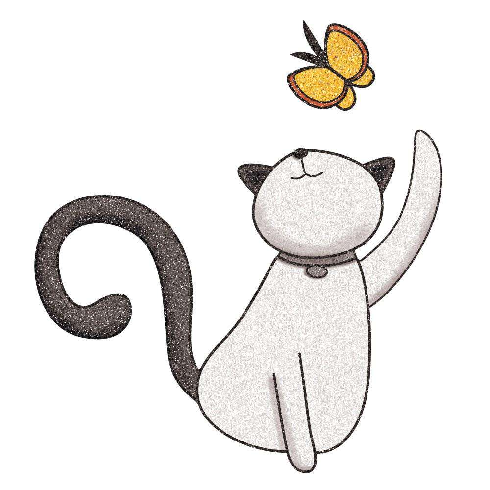 Cat and Butterfly Wall Sticker Decal