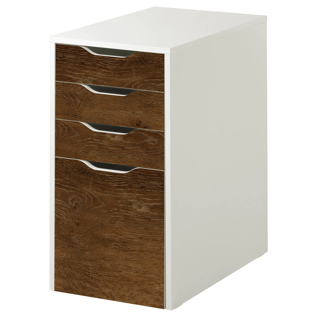 Dark Walnut Wood Grain Decal Set for IKEA Alex Drawer Unit