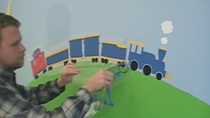Transportation Fascination Wall Mural Stencil Kit - Trains, Planes, Cars for Boys Room