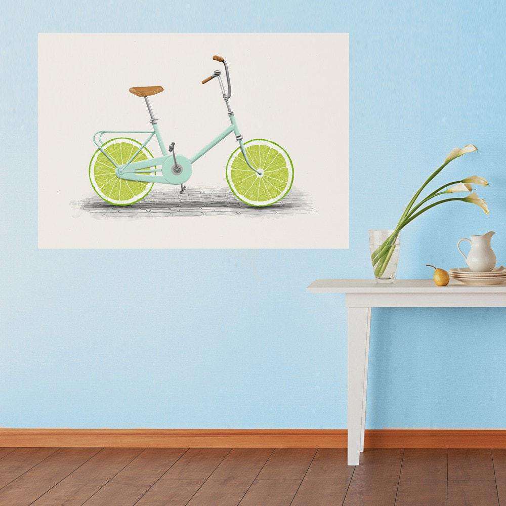 Lime Slice Bicycle Wall Sticker Decal – Acid by Florent Bodart