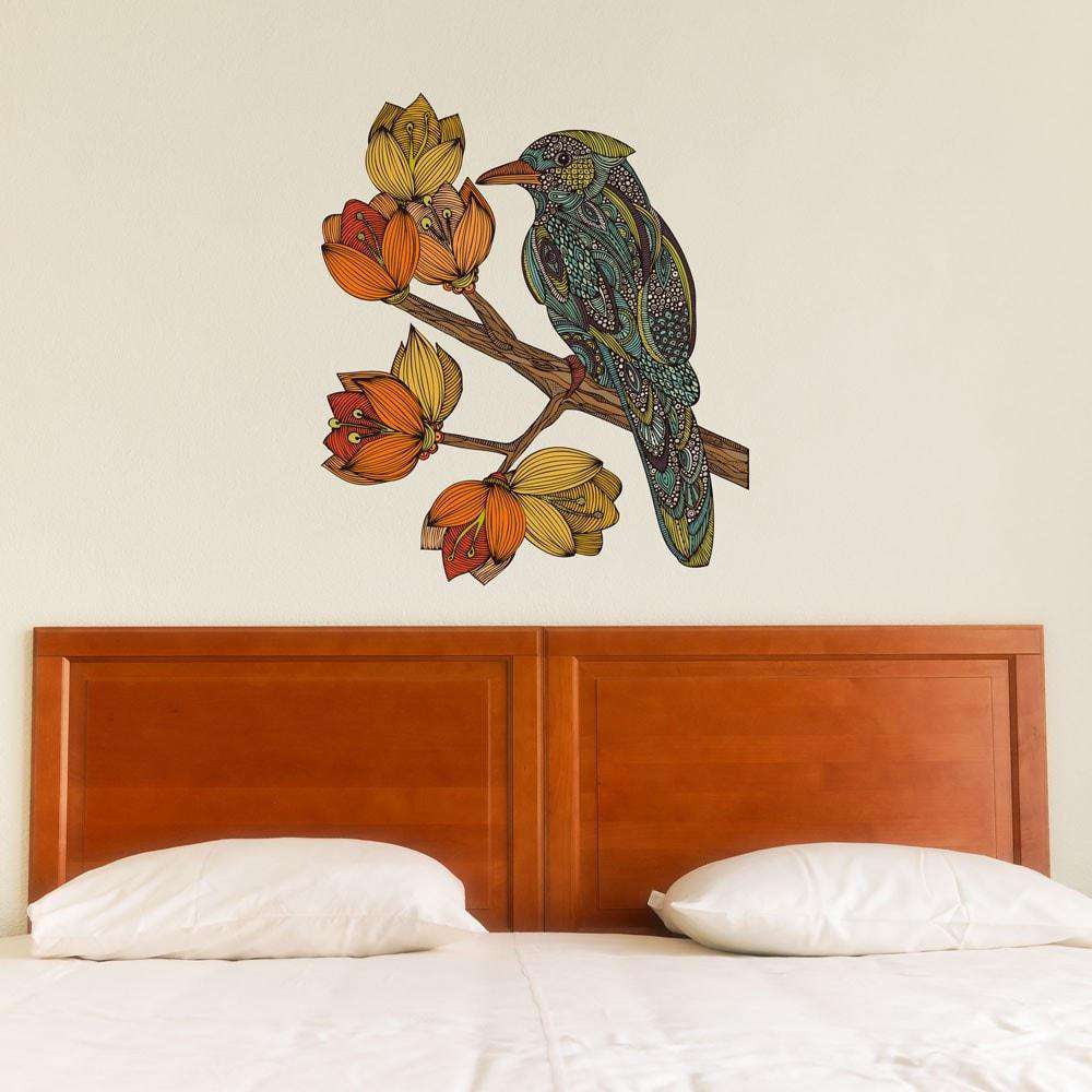 Bird on Flowering Tree Branch Wall Sticker Decal – Bravebird by Valentina Harper